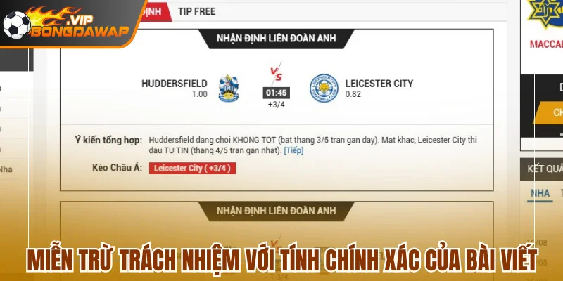 Điều Khoản Miễn Trừ Trách Nhiệm Khi Sử Dụng BongdaWap 2 Không chịu trách nhiệm cho tính chính xác của bài viết