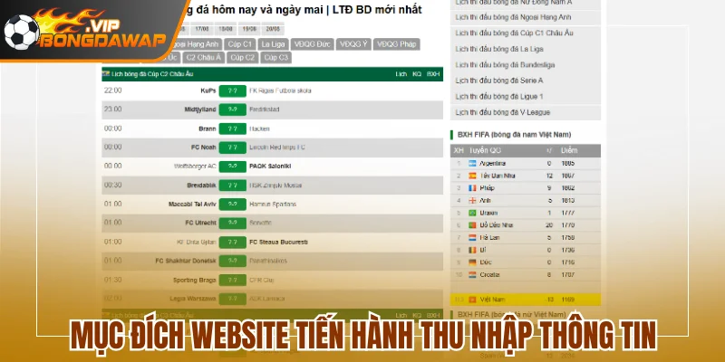 Mục đích website tiến hành thu nhập thông tin